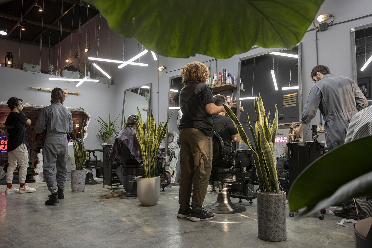 Chairs and mirrors inside a salon